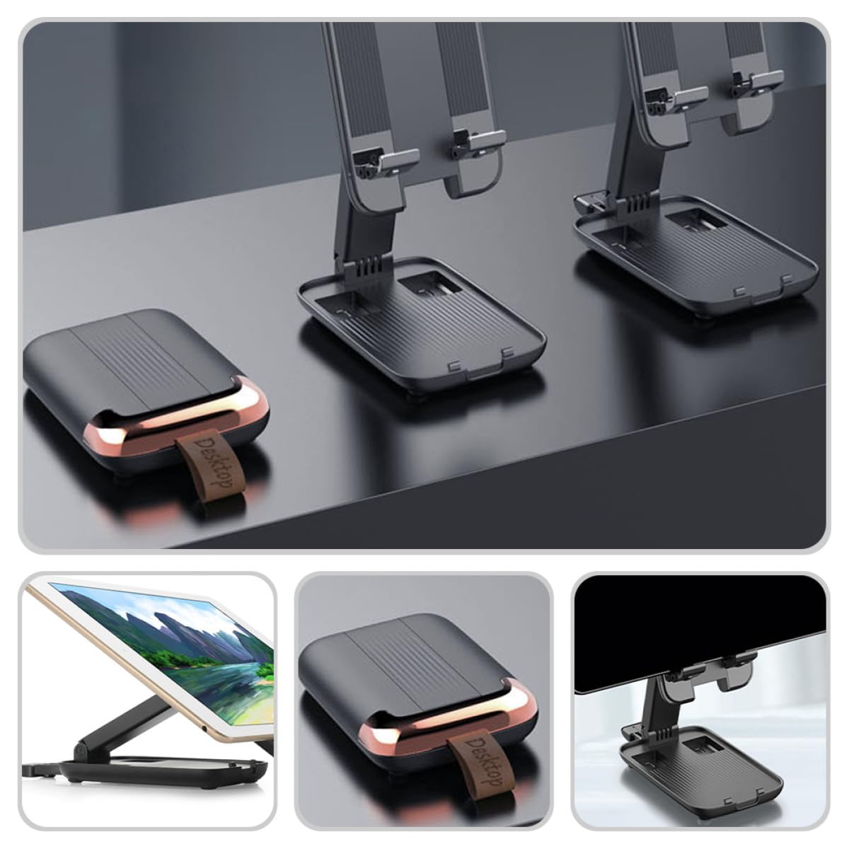 ULTECHNOVO Supporto da Scrivania per Cellulare Pieghevole e Regolabile Supporto Stabile per Telefono e Tablet per Casa e Ufficio