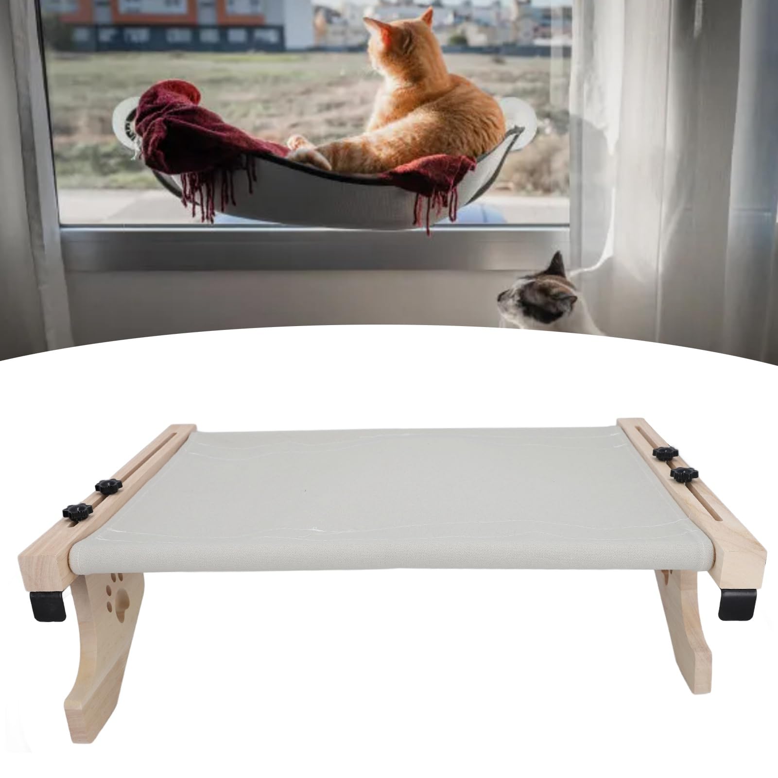 Leapiture Cat Window Perch Bed Side Window Sill Mount Cat Perch Sturdy Cat Window Seat Easy to Assemble Bedside Perch for Indoor Cats