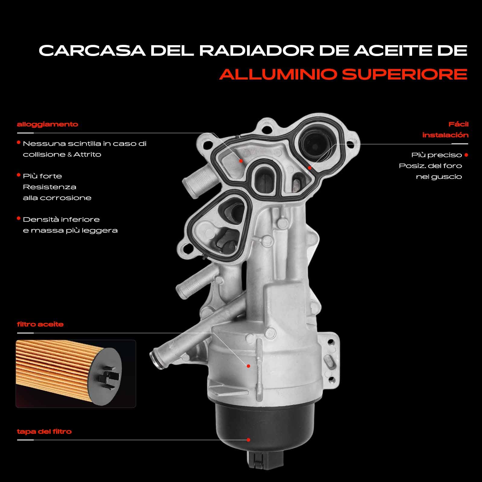 Frankberg Radiatore olio motore con filtro 11427552687 | Compatibile con: M.i.n.i R56, M.i.n.i Cabrio R57, C4 I LC, 207 SW WK, DS3 Cabriolet, 308 I 4A 4C, M.i.n.i Coupé R58