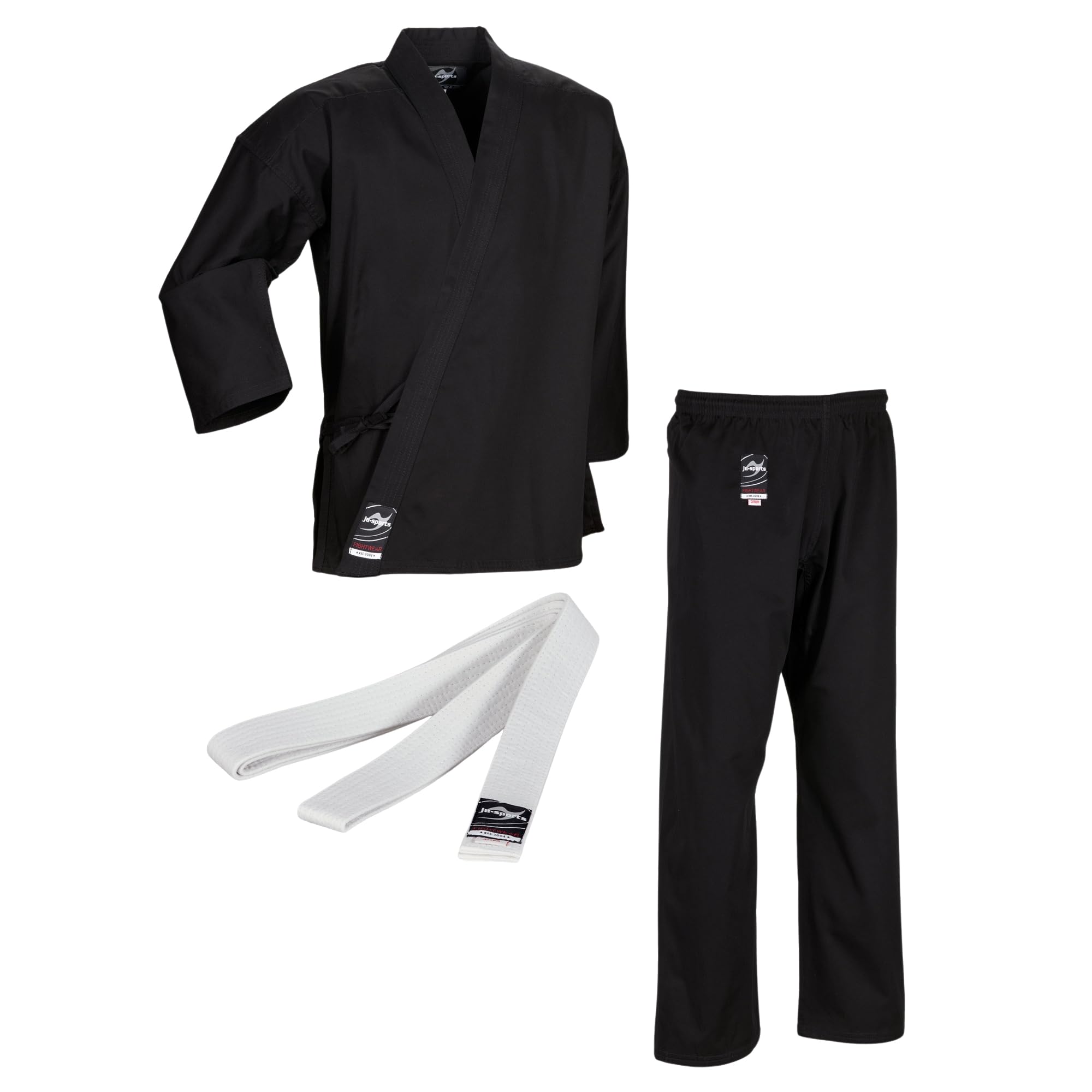 Ju-Sports to start Karateanzug Kinder & Erwachsene schwarz - Moderner, besonders leichter Karatekimono 100% Baumwolle, Ideal für Anfänger, Optimale Bewegungsfreiheit