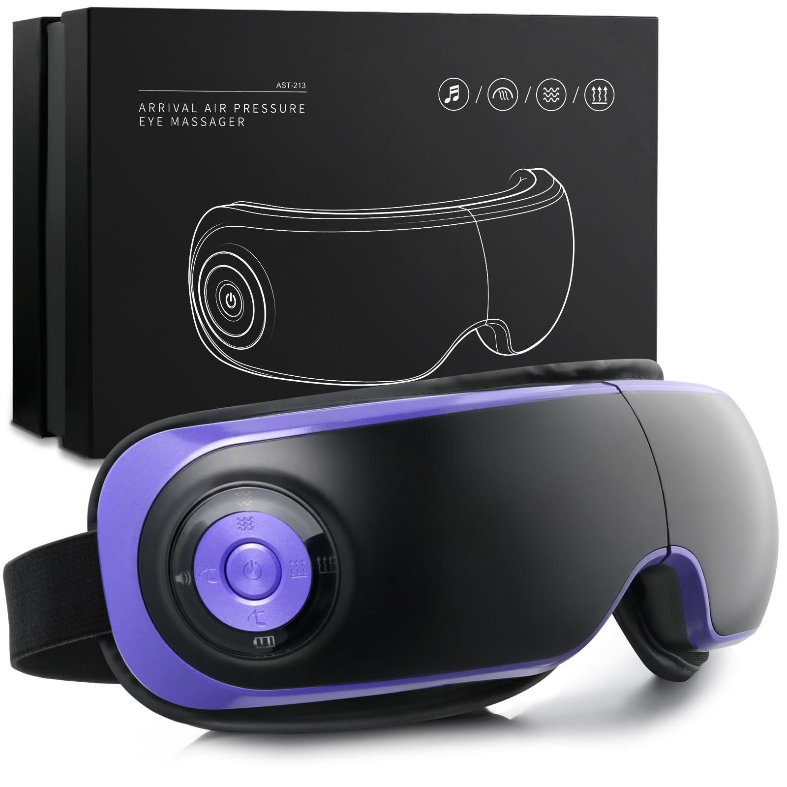 Eye Massager with Heat Adjustable Bluetooth Music Sleep Mask for Migraine Dark Circles Relief Improve Sleep for Women