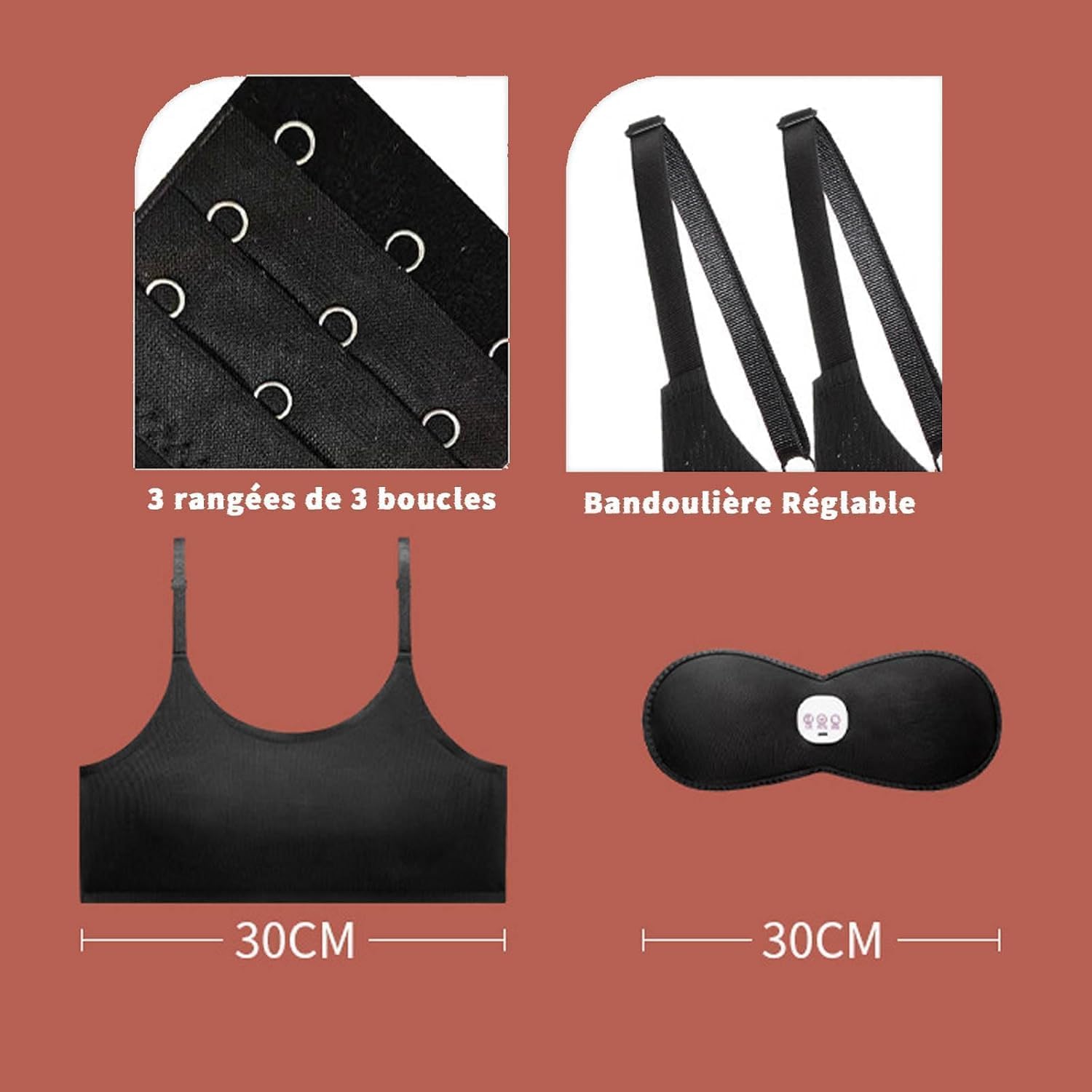 Brassière Massante, Masseur Électrique De Sein De Massage De 3 Modes, Soutien Gorge Massage Chauffant Femme