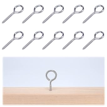 Muzata 316 Stainless Steel Eye Shape Screws, Heavy Duty Screw Eyes for Metal Hook, Wood Terminal Ring Eyelet Hooks, Hammock Stand, Self Tapping Screws, M5 Eye Bolt 10Pack, CN25 HN2