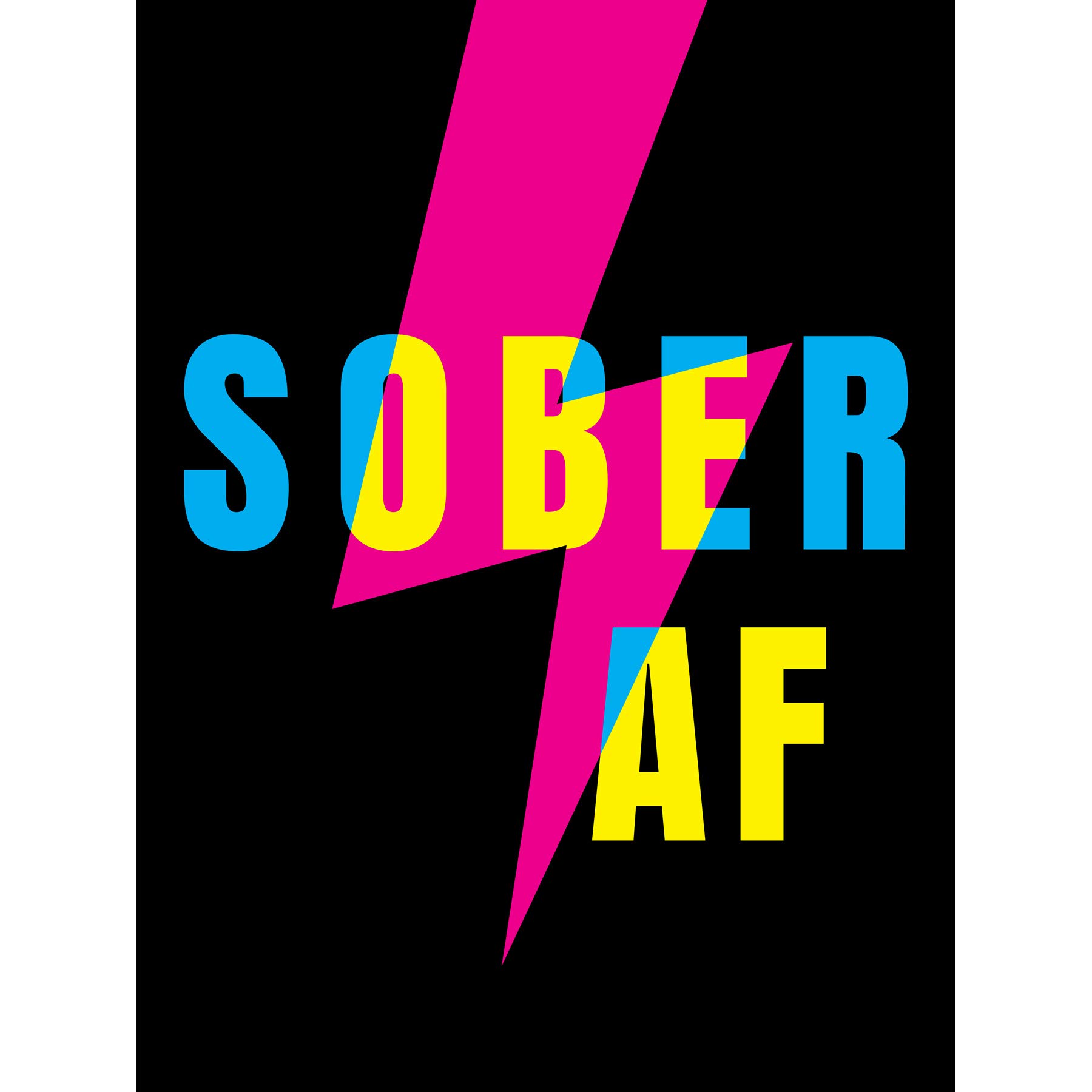 Wee Blue Coo Sober AF Lightning Bolt Typography Premium Wall Art Canvas Print 18X24 Inch