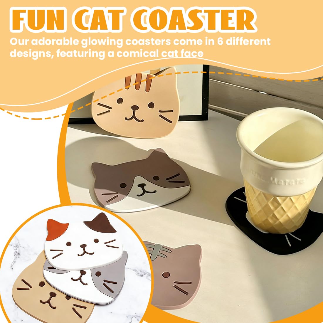 Posavasos de silicona con forma de gato antideslizantes resistentes al calor regalo para amantes de los gatos