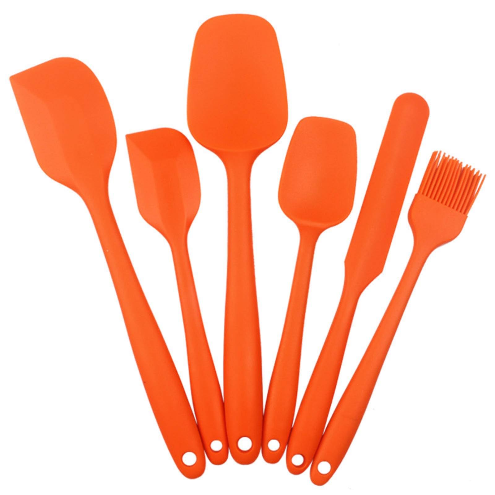 Silikonspatel 6-teiliges Set Silikon Küchenutensilien 6-teilig Spatel Ölpinsel Set Backwerkzeuge Kuchencremespatel, 27x5x2cm/422(Pink)