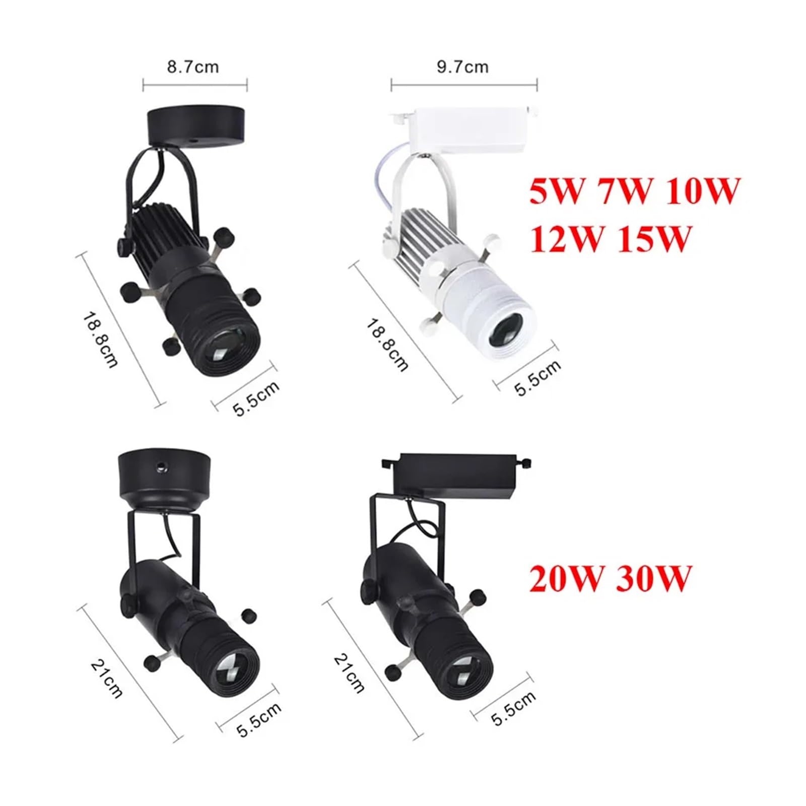 DJ-Lichter, 10 W, 20, 30, dimmbar, Formanpassung, Grafik-Schneidlicht, 2700 K bis 6500, zoombares LED-Schienenlicht, Malerei, LED-Deckenstrahler(20W,Black Track)