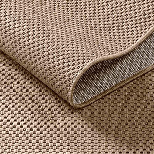 Taracarpet Taracarpet In- & Outdoor Teppich Wetterfest Wohnzimmer Balkon Küchenteppich Flachgewebe sisaloptik meliert Einfarbig Uni beige 080x150 cm - Zusatzansicht 4 | TV | Video | Foto