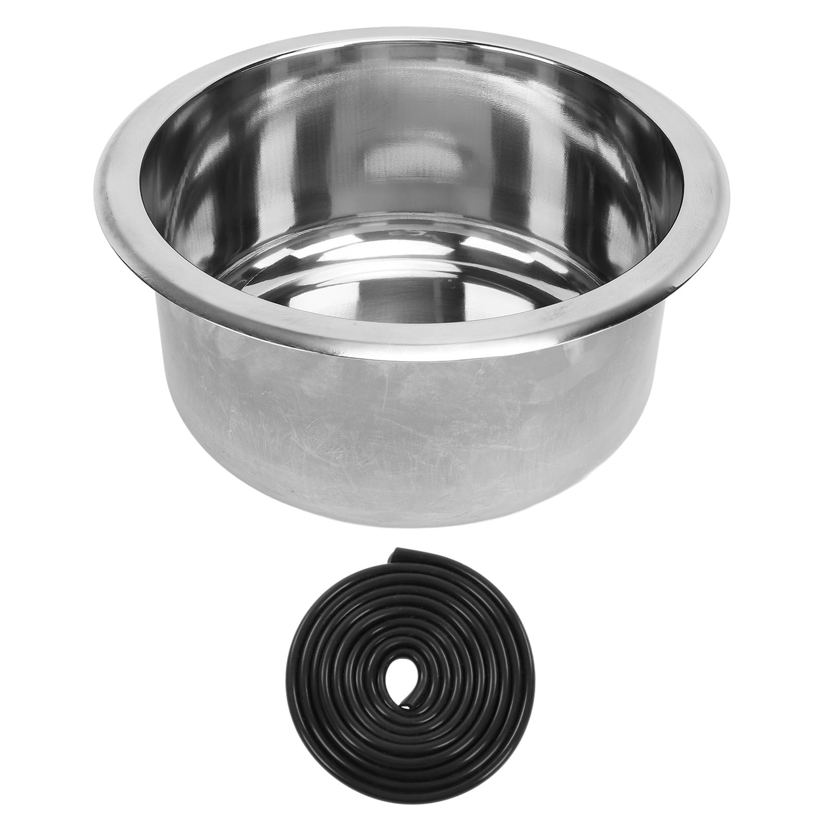Lybunair 9 Inch RV Round Sink, 225x120mm, 304 Stainless Steel, 40mm Sewer Outlet, Ideal for Boats, Caravans, and Campers, Space Saving and Continued Design