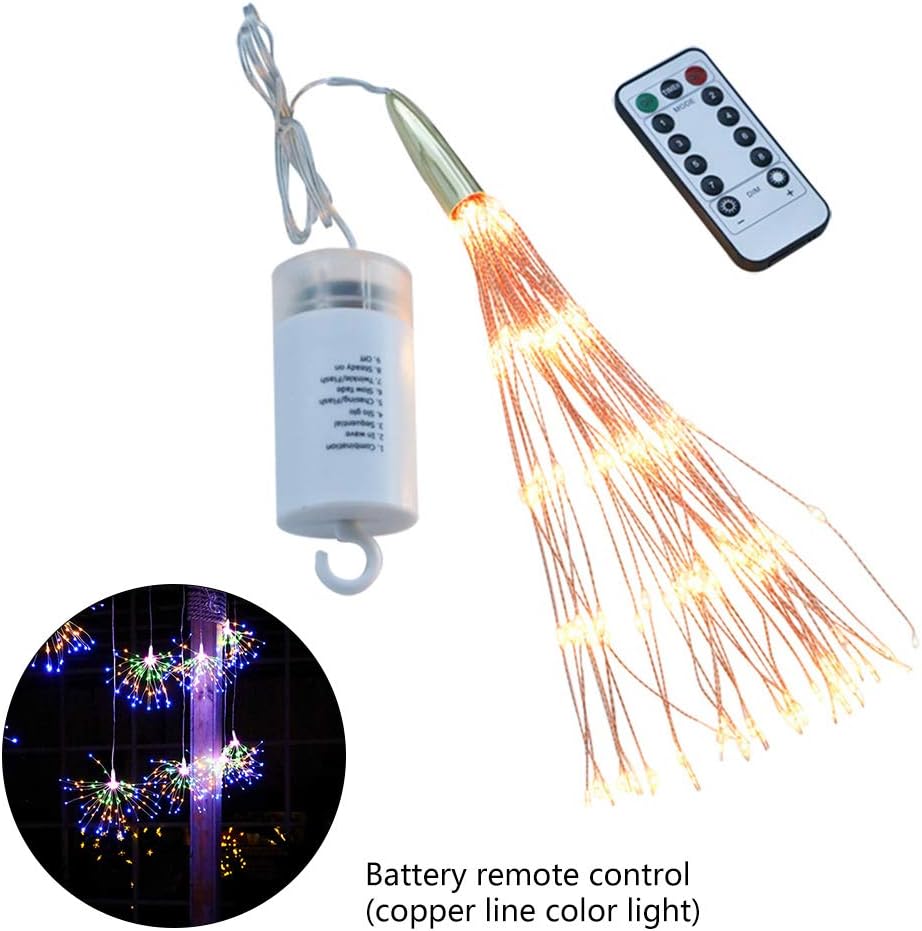❆ 200 Led Battery Powered Fairy Fireworks Light with Remote Control Waterproof Starburst Lights for Gardens Courtyards Porches Christmas Festive Wedding Parties Decor