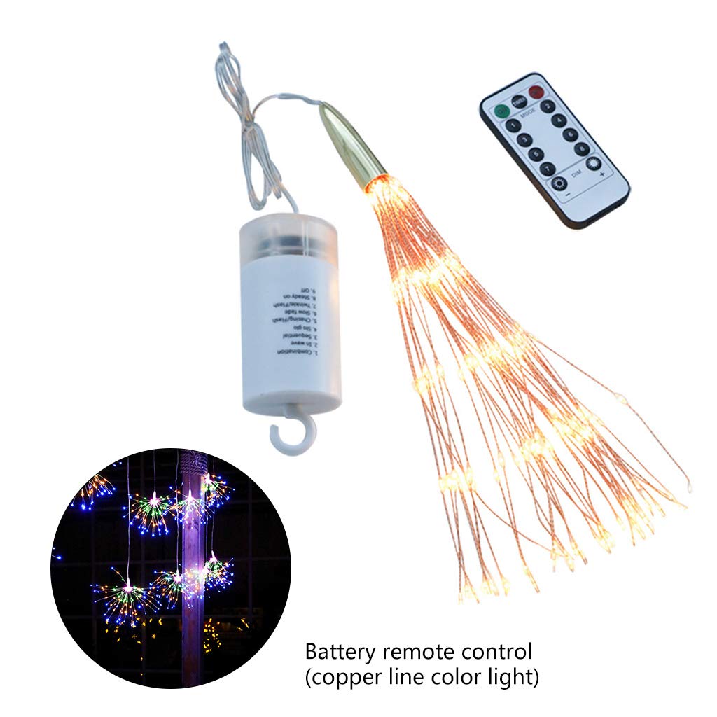 ❆ 200 Led Battery Powered Fairy Fireworks Light with Remote Control Waterproof Starburst Lights for Gardens Courtyards Porches Christmas Festive Wedding Parties Decor