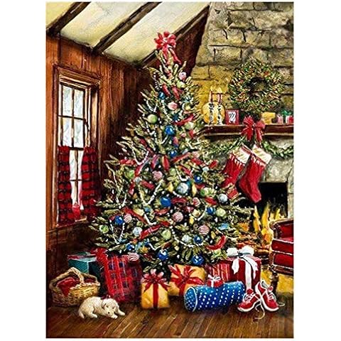 xinmeng Christmas Tree Embroidery Cross Stitch Kit Craft Needlework Set Cotton Thread Canvas Printed Home Decor (Size : 30x40) Cover