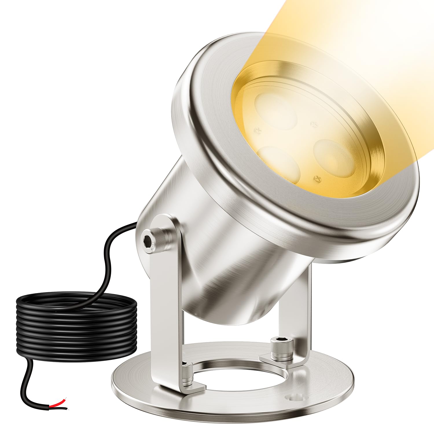 6W Luci per Laghetto 2700K, Acciaio Inossidabile SS316 Faretti per Laghetto Faretti per Laghetto con Cavo 4,5M, IP68 Luci Laghetto Immersione per Fontana, Cascata, Laghetto da Giardino