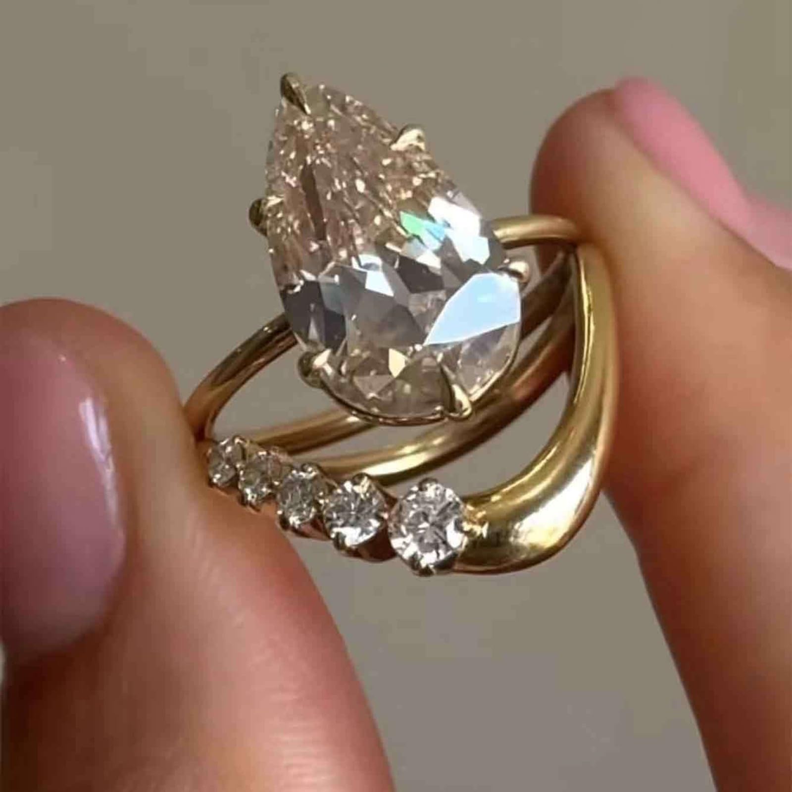 Alianzas de boda, de oro auténtico, apilables, con moissanite, 1,5 ct, oro blanco, 2 unidades