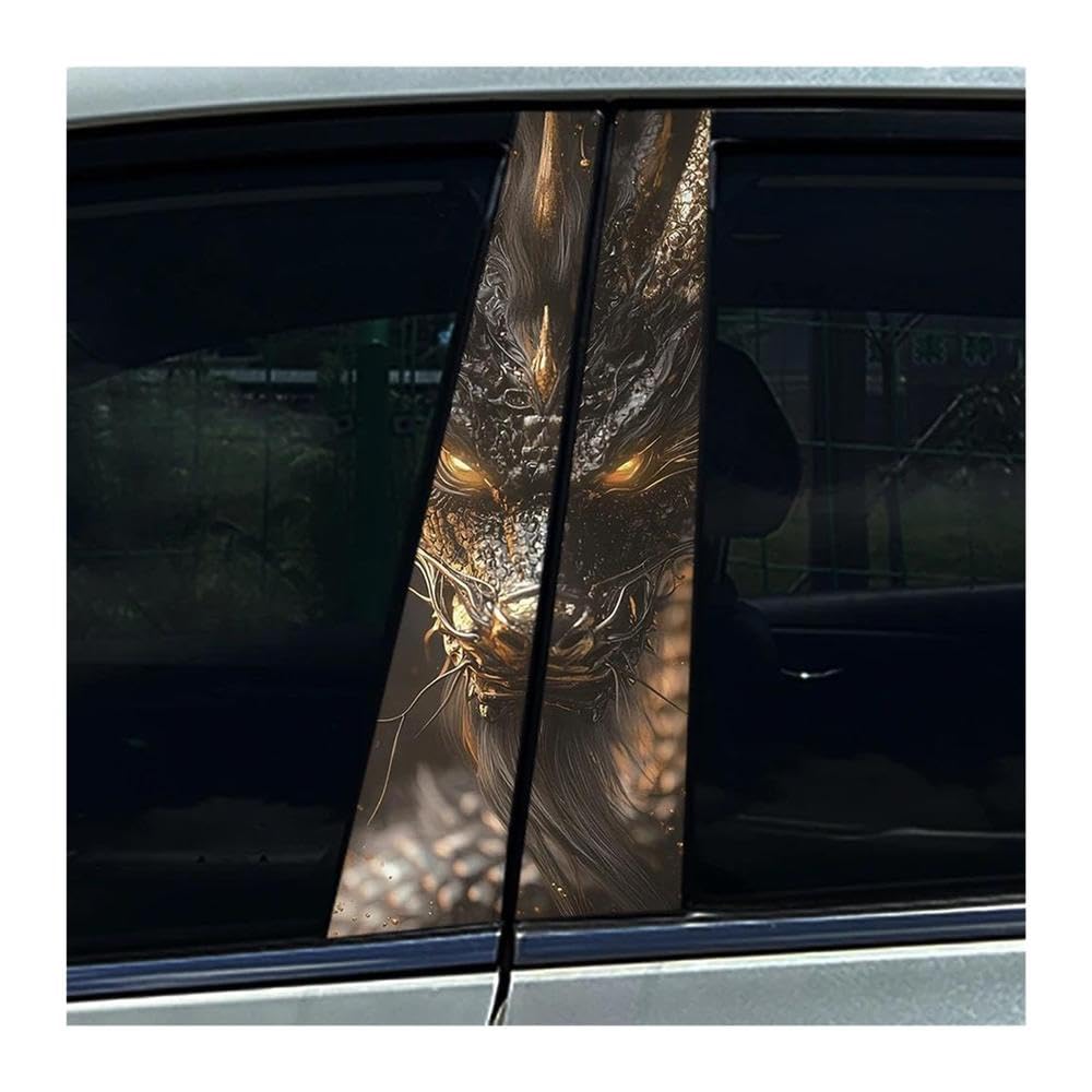Body Parts 2PCS Car Center Column Waterproof Decals Graffiti Black Dragon Auto B-Pillar Stickers(F)
