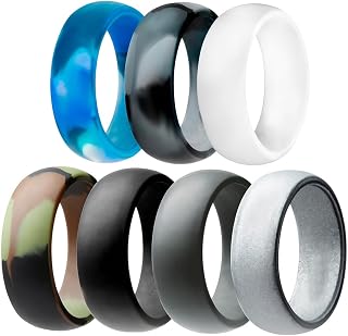SANNIDHI® 7Pcs Silicone Rings for Men Women 8mm Dia Fashion Multi Color Finger Jewelry Accessory Pinky Finger Rings Jewelr... Price In India