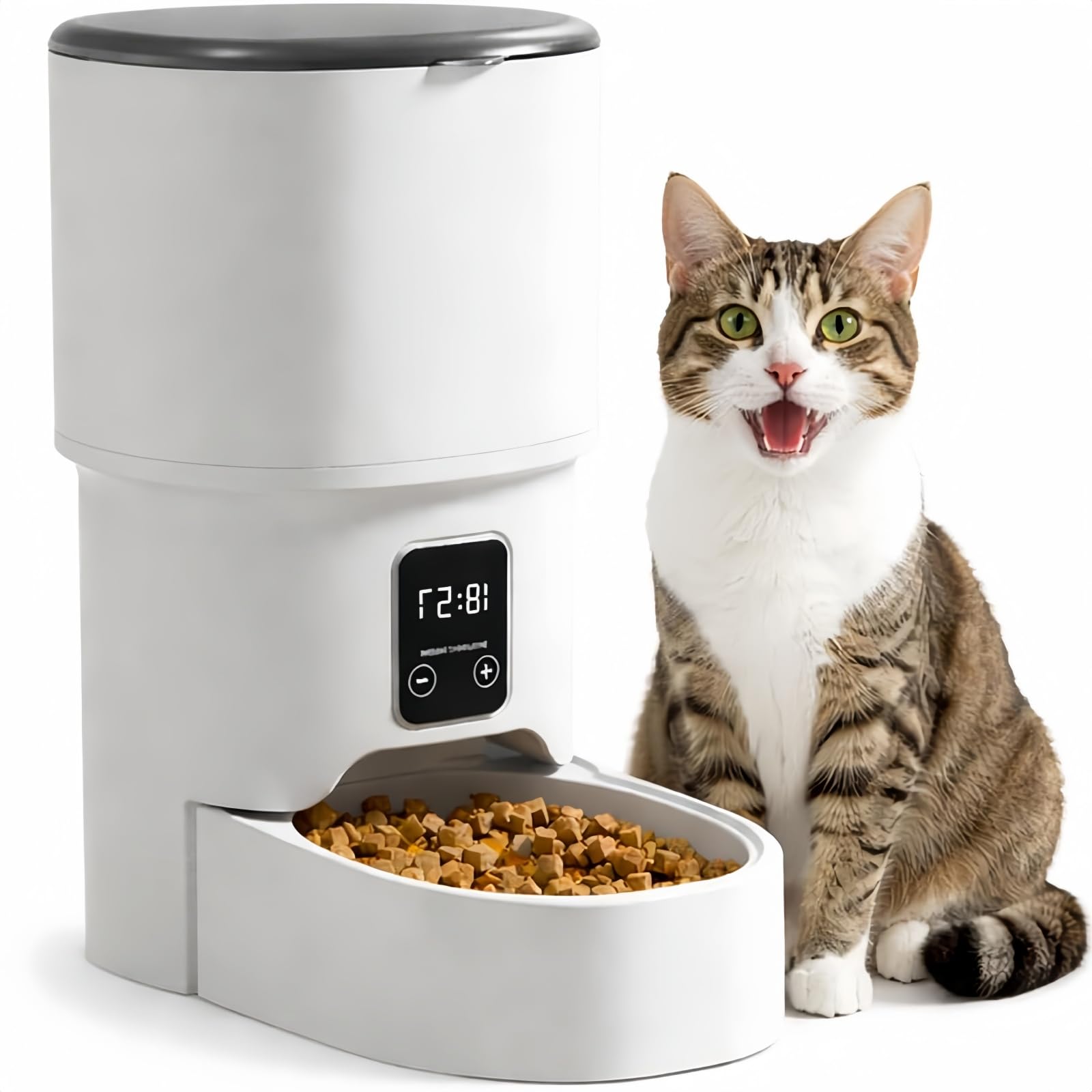 Comedero automático para Mascotas de 4 L: dispensador programable de Comida para Gatos y Perros con Control de porciones, alimentación Dual y Tapa con Cierre de Seguridad.