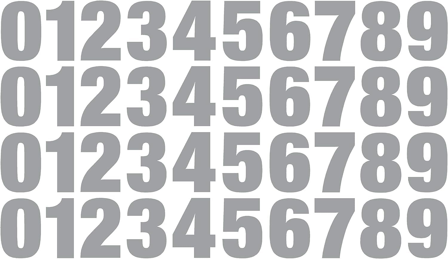 0-9 Numbers Gray Vinyl Sticker Decals Assorted Set of 40 Choose Size!! 1" to 12" (V1146GrayUnion) (12")