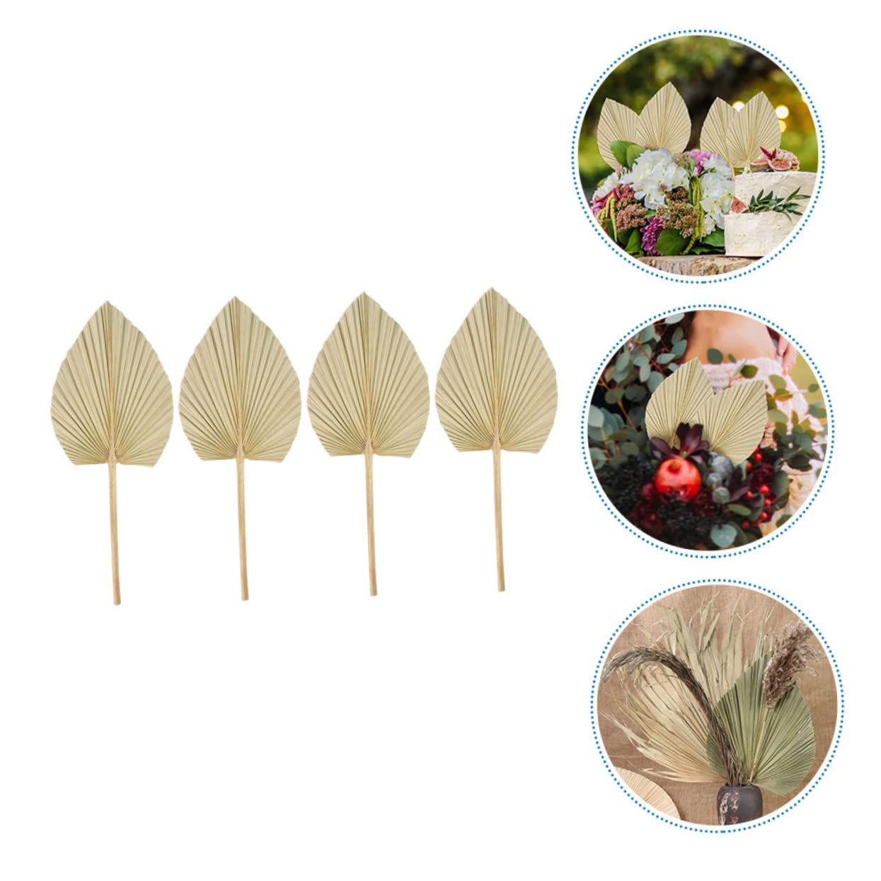 POPETPOP 4 Set Decorazione Di Foglie Di Palma Arredamento Della Pianta Centrotavola Per Tavoli Steli Decorazione Domestica Piccolo Ornamento Appeso A Una Festa Tiki Di Legno 4 Pezzi*4