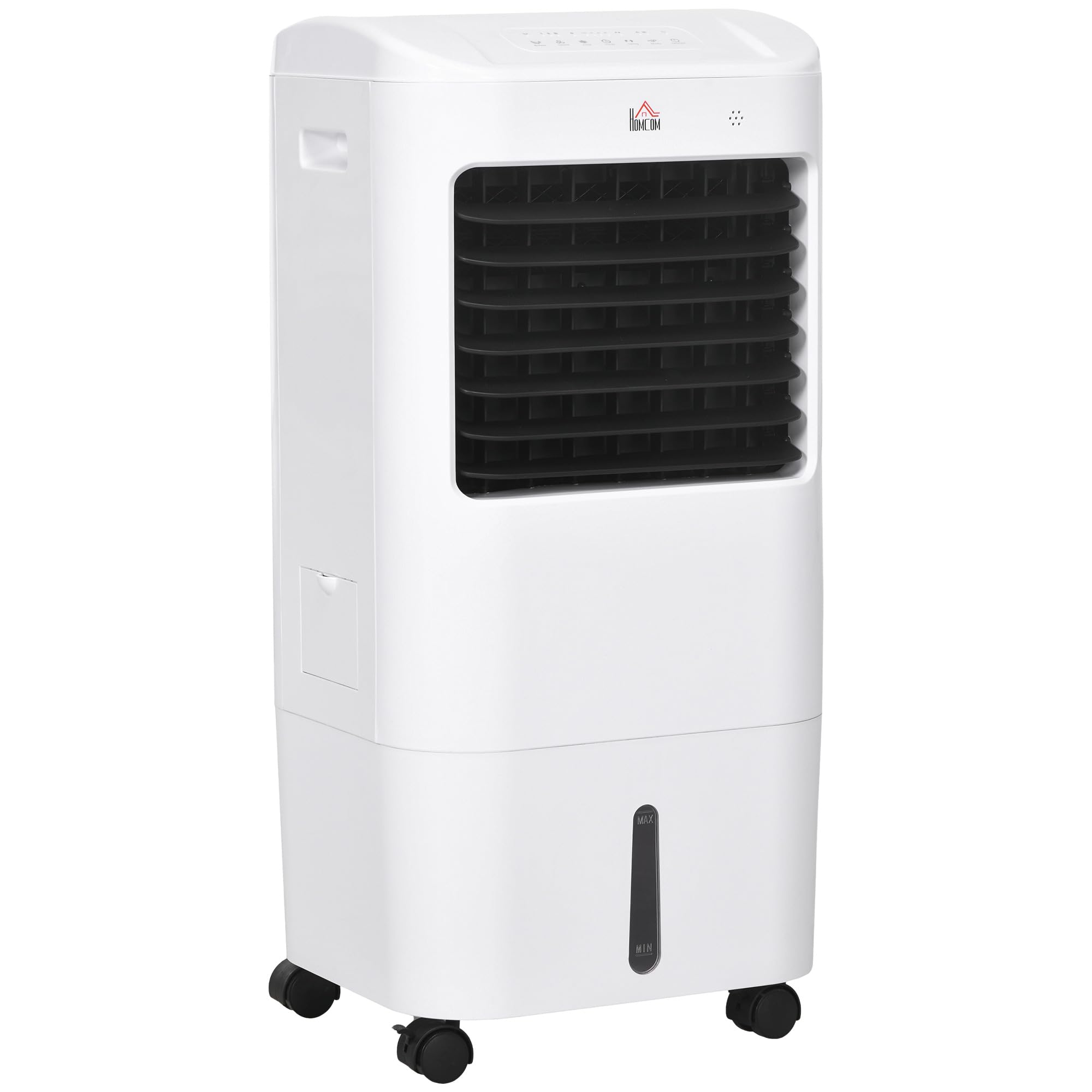 HOMCOM Climatizador Evaporativo 3 en 1 15L con Humidificador y Ventilador Portátil, 3 Velocidades, Temporizador 7,5H, Control Remoto, Oscilación 60°, 37x32x78 cm Blanco