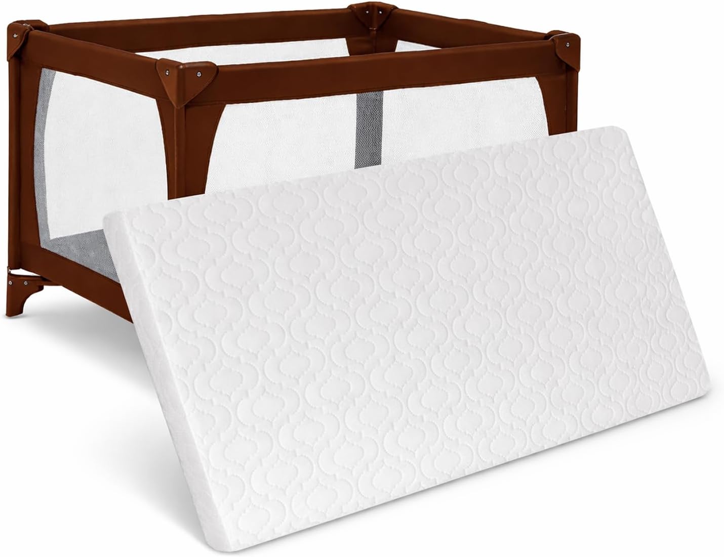 Brillars Thick Travel Cot Mattress to Fit Red-Kite, Graco Hauck & Mamas 93 x 64 x 6 cm Quilted Breathable/Anti Allergenic Foam Removable Cover - UK Made