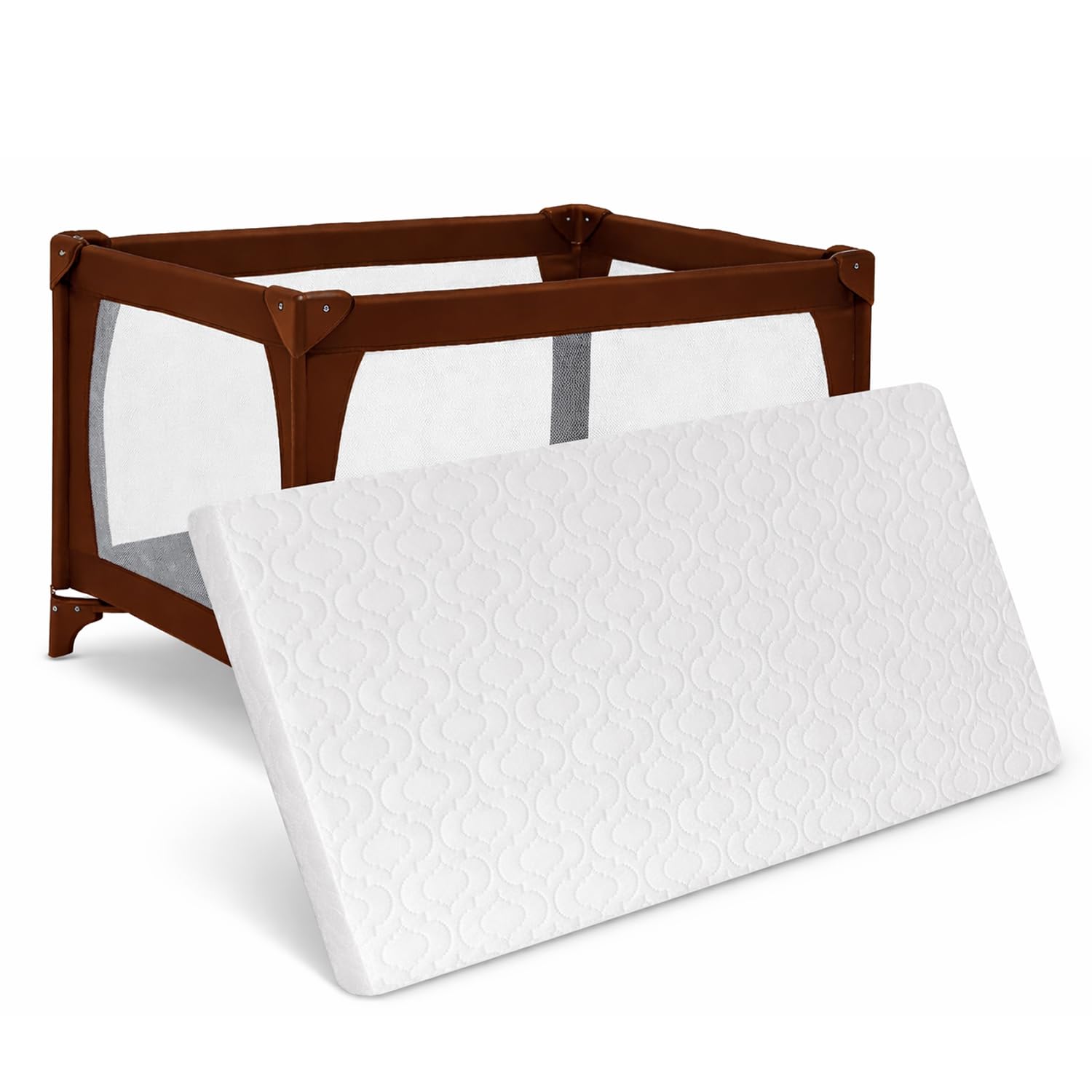 Brillars Thick Travel Cot Mattress to Fit Red-Kite, Graco Hauck & Mamas 93 x 64 x 6 cm Quilted Breathable/Anti Allergenic Foam Removable Cover - UK Made