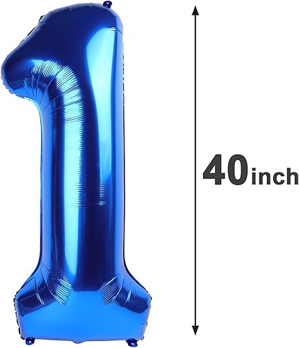 Miniatura 2 de Globos gigantes color azul marino número 1 de 40 pulgadas, globos de aluminio Mylar número uno para niños y niñas, 1st 1, 1, 11, 21, 31, 41, 51, 81,