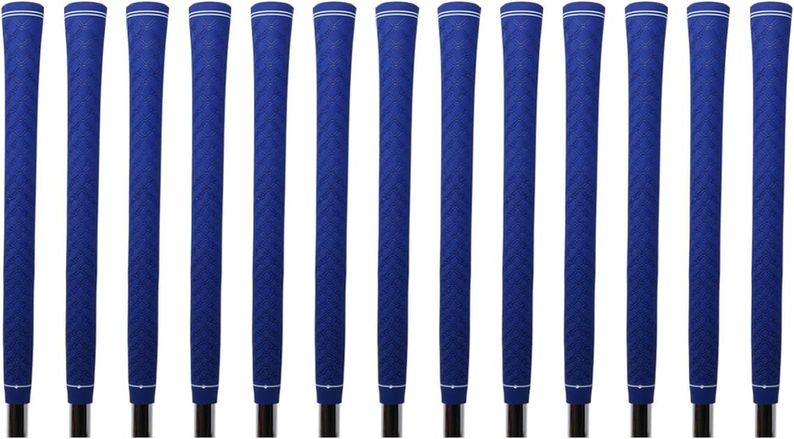 Majek Tour Pro Blue Standard Size Golf Grips and Grip Kit (13 grips, grip tape, clamp, instructions)