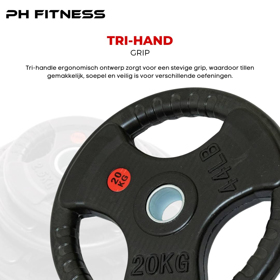 PH Fitness Set di 2 dischi in gomma olimpica olimpica in gomma di ghisa, 50 mm, per attrezzature per l'allenamento della forza manubri, barre per la palestra di casa