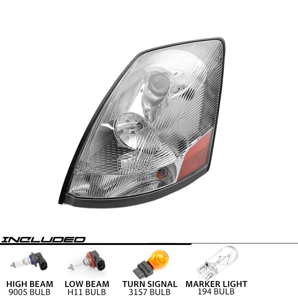 EPIC LIGHTING AMXOE Replacement Chrome Bezel Headlights Assembly Compatible with Volvo Semi Truck Heavy Duty 2004-2018 VNL 04-18 VNM 04-15 VN [ 82329127 VO2503156 82329124 VO2502156 ] Pair