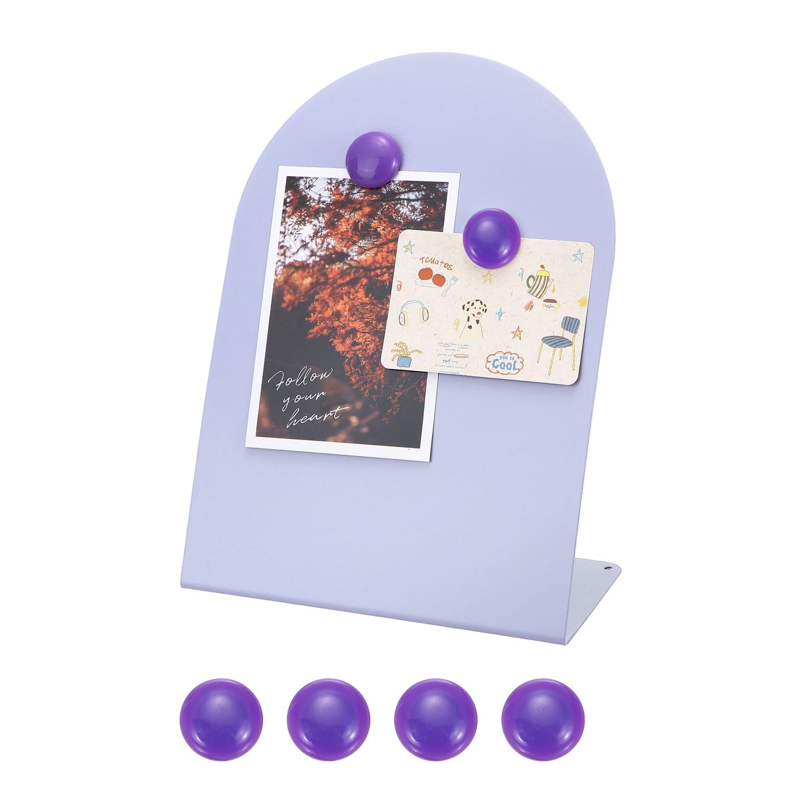 PATIKIL Magnetic Bulletin Board, Metal Magnet Board Tabletop Memo Display Easel Stand with 4 Purple Magnets for Home Office Kitchen Restaurant Cafe Supplies, Purple