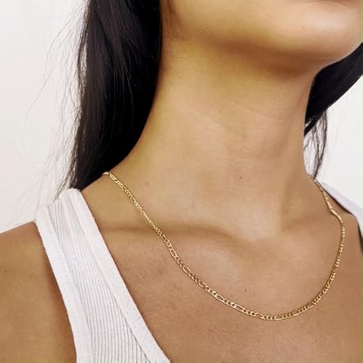 Amazon.com: LoveBling 10K Yellow Gold 2mm Solid Figaro Chain