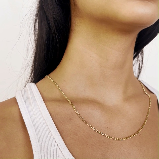 Amazon.com: LoveBling 10K Yellow Gold 2mm Solid Figaro Chain