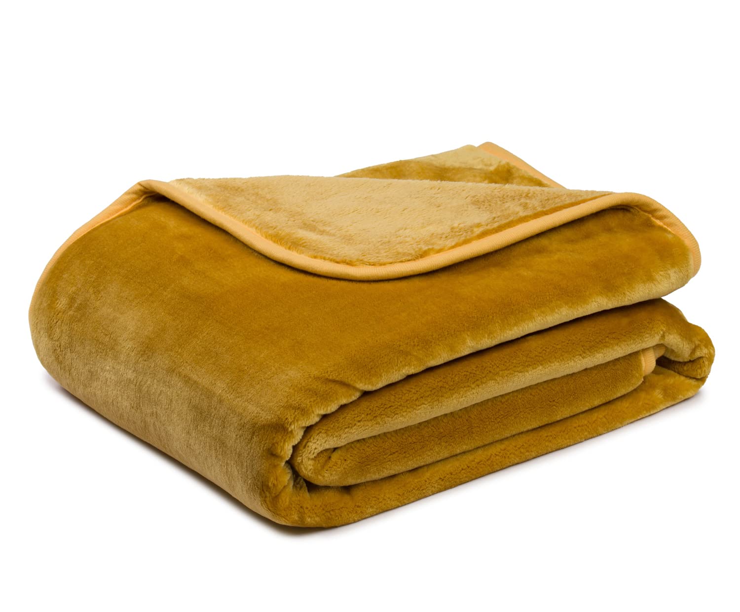 Gözze - Kaszmirowy koc premium do salonu, przytulny, 500 g/m², 180 x 220 cm - musztardowy