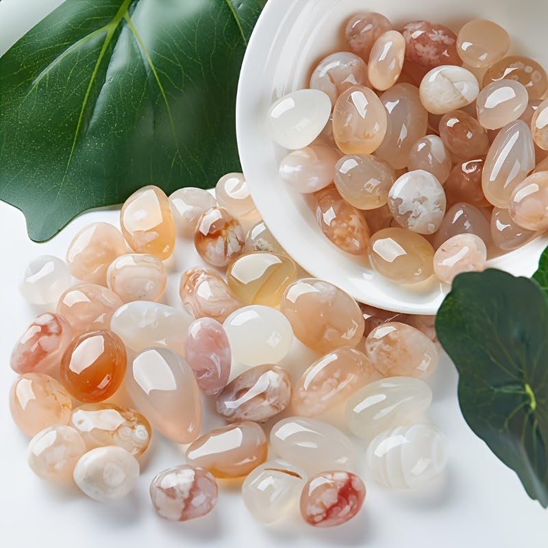 Piedras naturales de ágata de cerezo en flor de cerezo, piedras pulidas semitransparentes de 0.5 a 1 pulgada, piedras preciosas de tono tierra pastel para decoración de acuarios, macetas suculentas — view 4