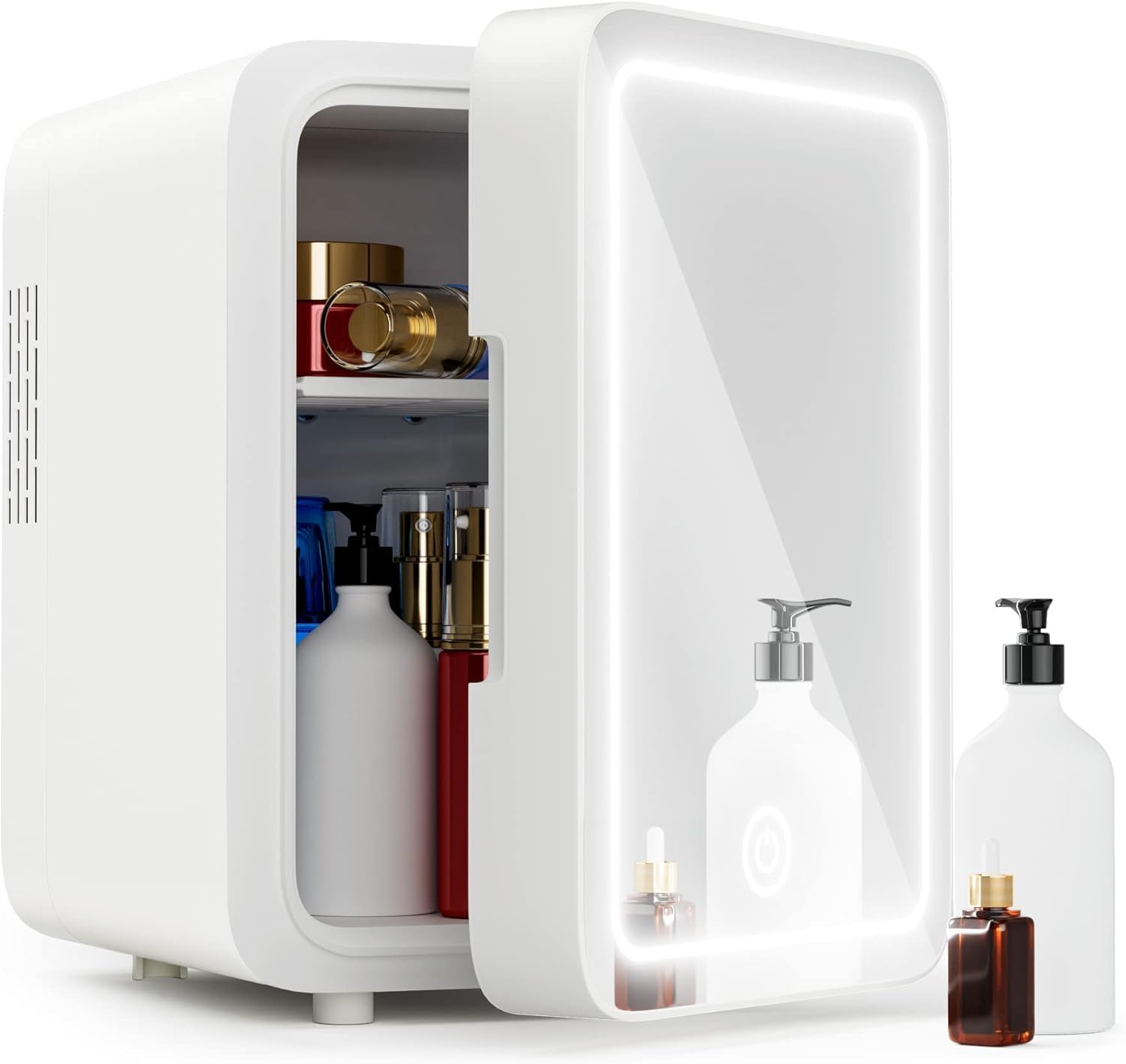 Mini Fridge With LED Mirror 0.1 cu ft Compact Fridge White