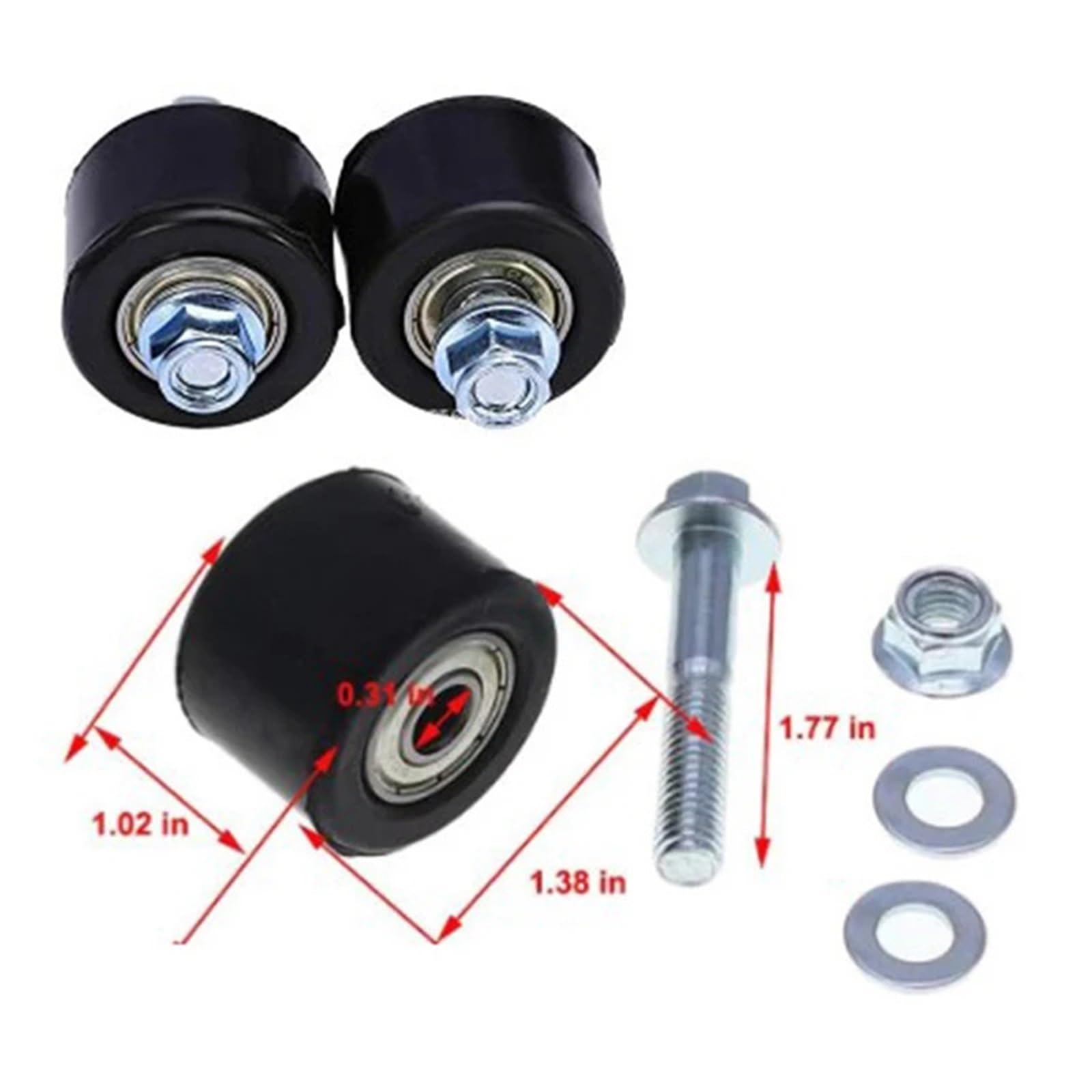 Tensor de Cadena de distribuci Guía de Rodillo Tensor de Cadena de Motocicleta, Deslizador de polea de 8 mm con Junta de Perno, Compatible con YFZ 350 Tensor de Cadena(2pcs)
