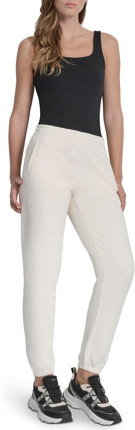 DKNY Womens Smocked Waistband Jogger Sweatpant