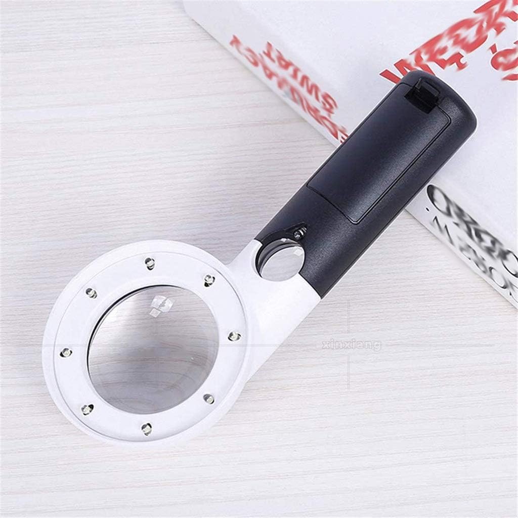 JSEIAJB Hand-held Magnifying Glass, Shaped LED Light, Elderly Reading Identification Primary Secondary High-Definition Magnifying Glass