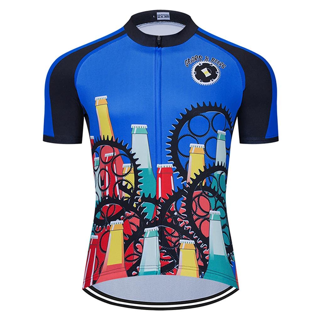 Men Cycling Shirts Mountain Bike Shirts Short Sleeve 3D Beer Cycling Jersey - Funny Bicycle T-Shirt