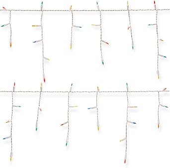 GE Stay Bright LED Icicle-Style Lights, 300ct, Multicolor/White Wire