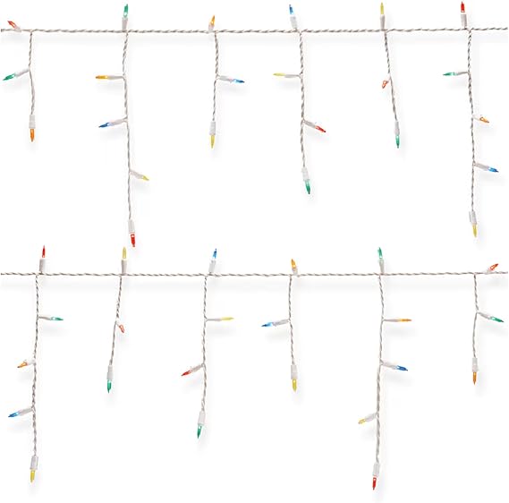 GE Stay Bright LED Icicle-Style Lights, 300ct, Multicolor/White Wire