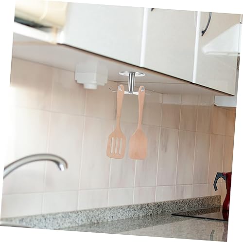 Miniatura 3 de Gancho giratorio de acero inoxidable para organización de cocina debajo del gabinete para almacenamiento eficiente, fácil instalación y ahorro de