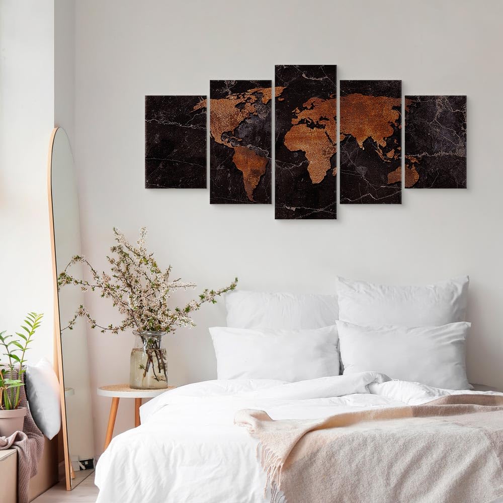 murando - Quadro Acustico Mappamondo 5 pezzi schiuma acustica Quadri Moderni Camera da Letto Matrimoniale - Stampa su Tela - Pannelli Fonoassorbenti Decorativi - Fonoassorbente Acustiche