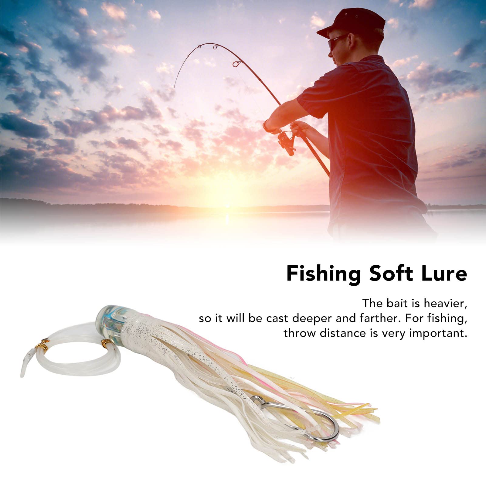 Esca Morbida per Pesca alla Traina 21 Cm 100 G - Artificiale per Barche D'alto Mare, Realistica per Acqua Salata, Trota d'Acqua Dolce, Spigola, Salmone