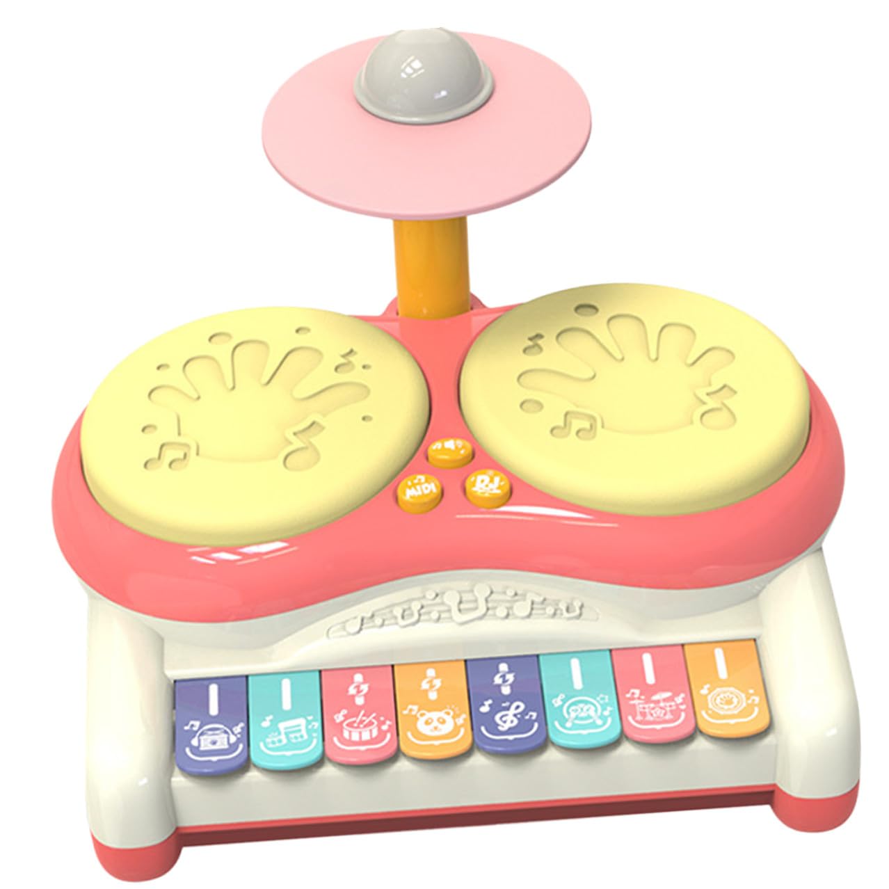 Gatuida Juguete Musical para Multifu Ncional Batería de Percusión Rosa sin Pilas, Instrumento Educativo Sensorial para Bebés y Principiantes, Mejora Coordinación Ojo-Mano y Destreza