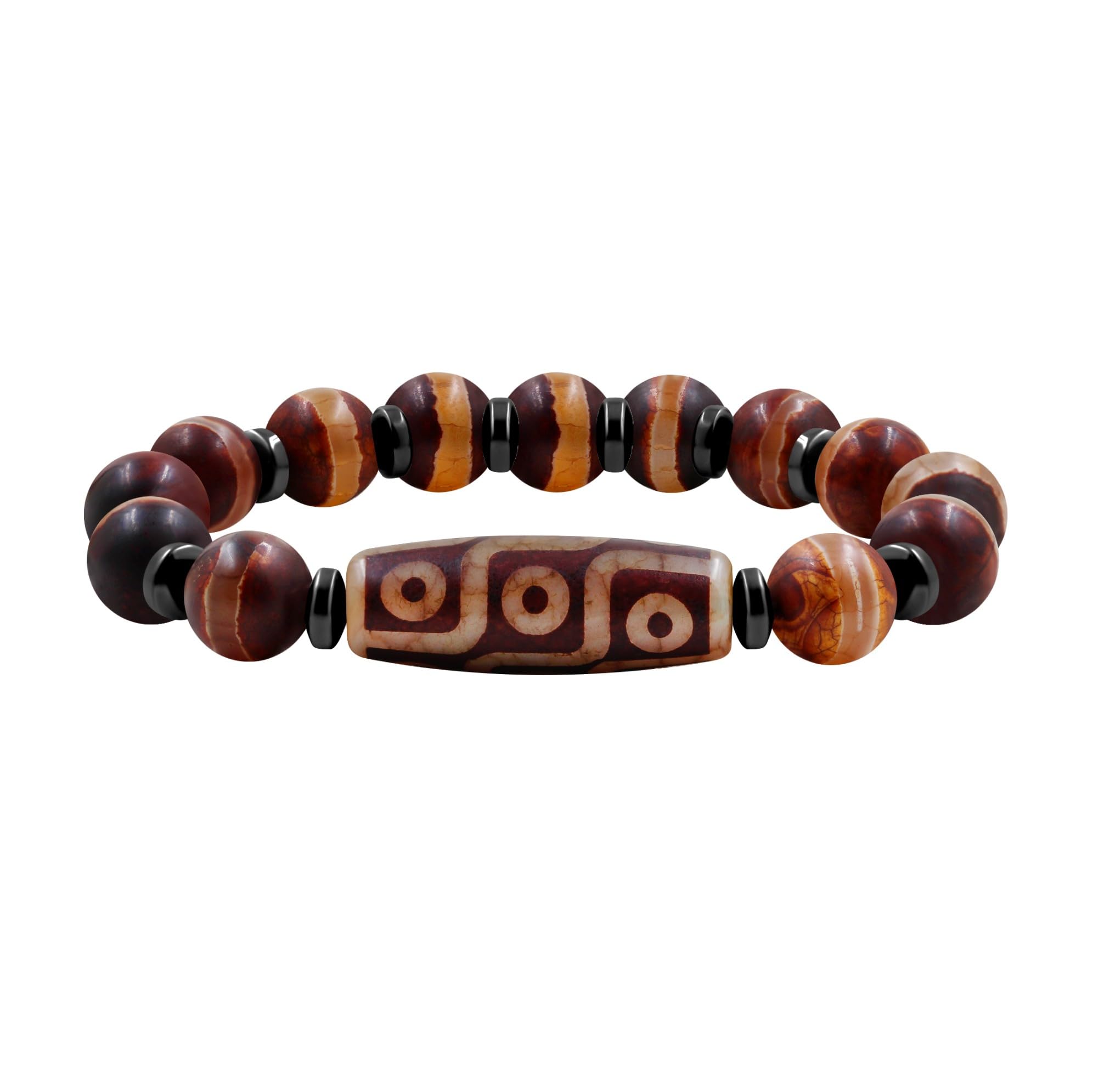 MOCHAMIK Pulsera tibetana de Cuentas Dzi, Amuleto de meditación Budista Feng Shui, Pulseras de Cuentas de Nueve Ojos, joyería de Buena Suerte para Mujeres y Hombres YA5102