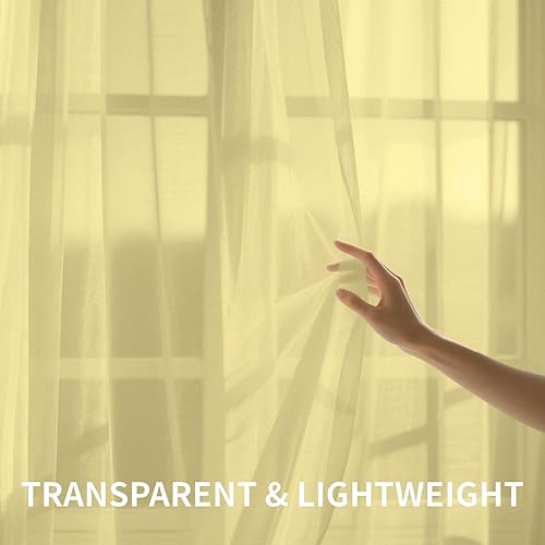 Miniatura 7 de CUCRAF Cortinas traslúcidas de 63 pulgadas de largo, para sala de estar, dormitorio, cortinas cortas para tratamiento de semi ventana, bolsillo para