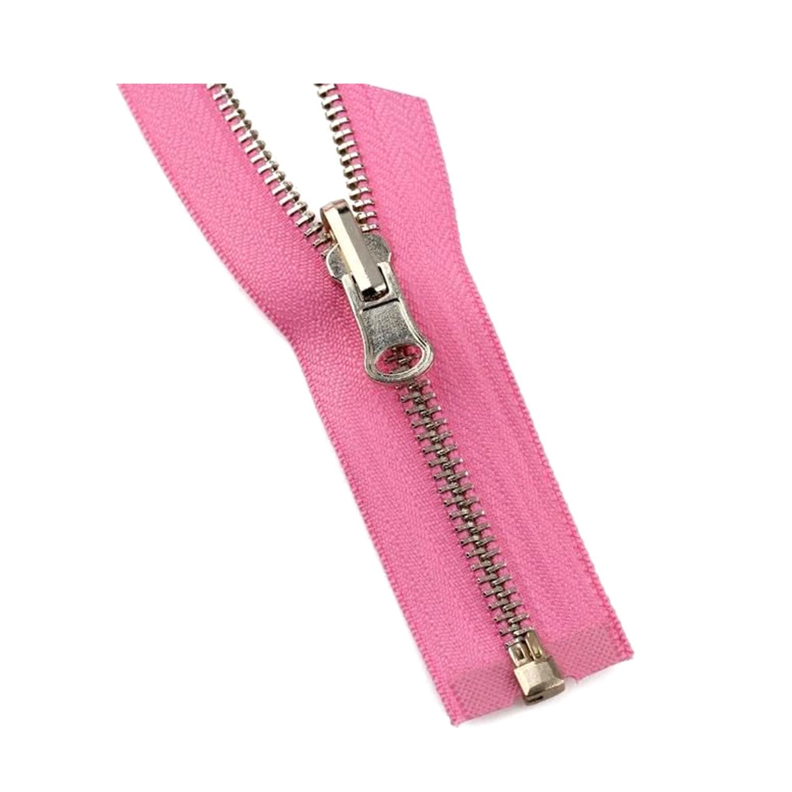 Reißverschlüsse für Einnähen, 1 Stück 5# offener Metallreißverschluss, wendbarer Abzieherkopf, Reißverschlüsse for DIY-Kleidung, Nähzubehör(Pink,70cm)