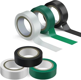 6 Pack Coloured Electrical Tape, Suitable Home DIY, Electrical, Repairs, Automotive and Equipmen, 0.7-Inch by 33 Feet (Black, White, Green)